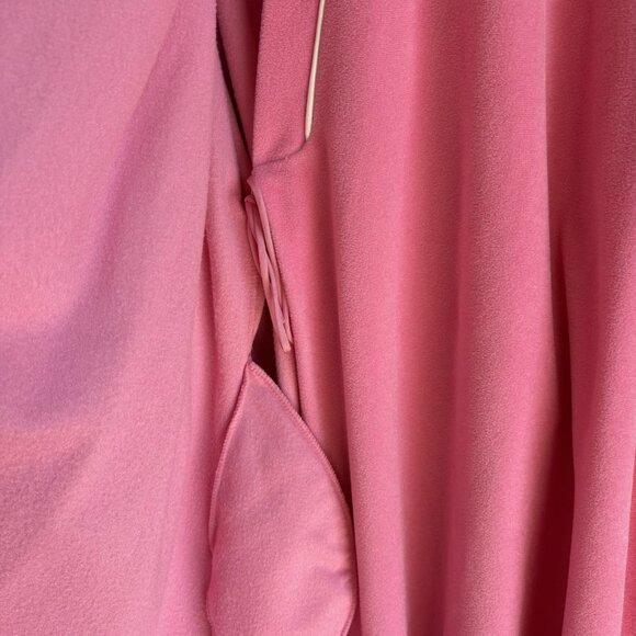 VTG Vanity Fair Tie Wrap Pink Robe XL Right Side Pocket MIDI Cottage Retro BURN - Picture 8 of 9
